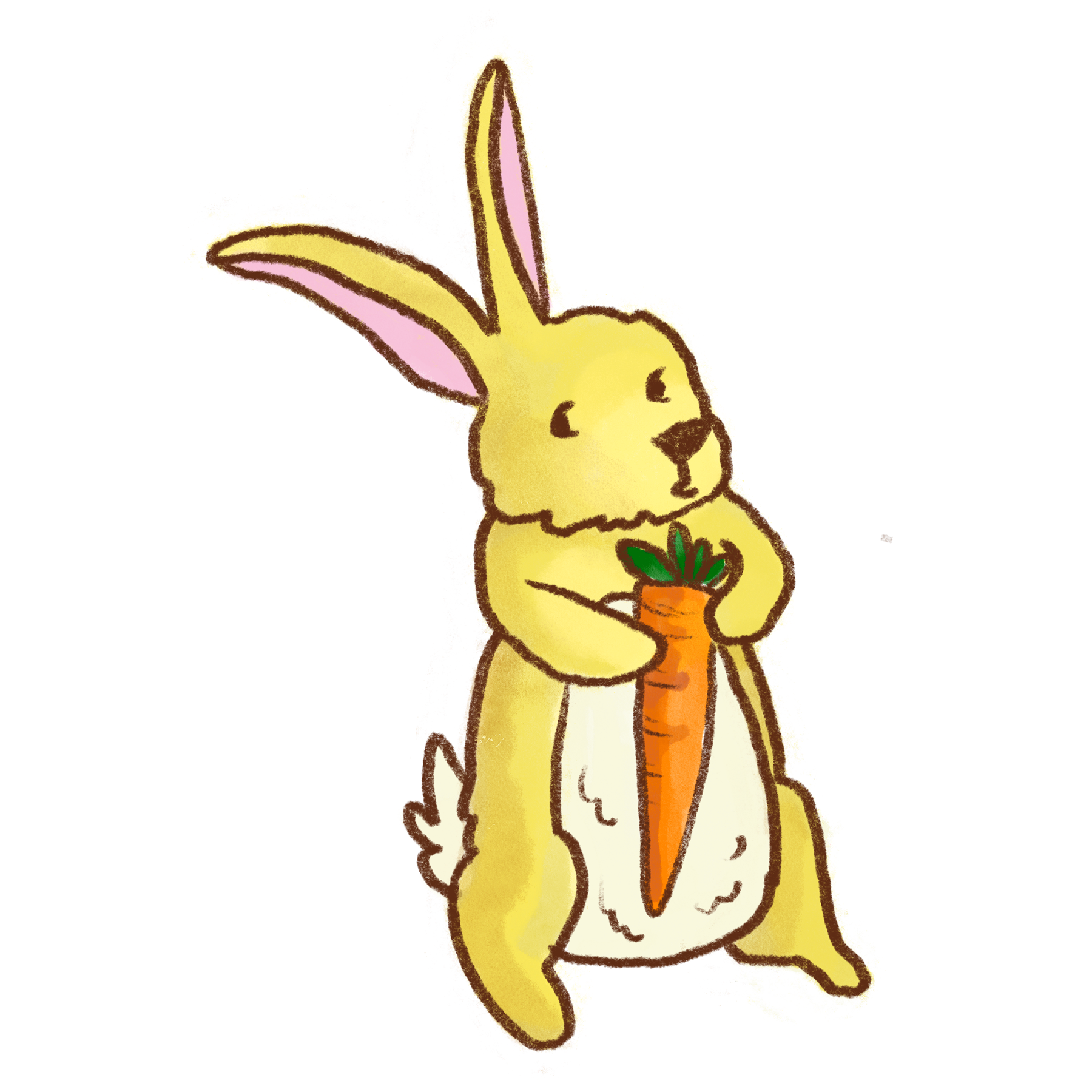 Rabbit holding a carrot. Image for Grace. Illustration by Caitlin Rowlings.